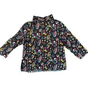 Boden Women's Lightweight Mock Neck Floral Print Top Size US 12 UK 16